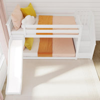 Kincer Twin Over Twin Solid Wood Low Loft Bunk Bed by Viv + Rae