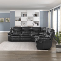 Hanhalyn 105" Traditional Faux Leather 3-Piece Reclining Sectional with Three Manual Reclining Seats, Integrated Center Console with Cup Holders by Latitude Run