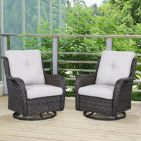 Tonry Wicker Outdoor Rocking Chairs with Cushions by Winston Porter