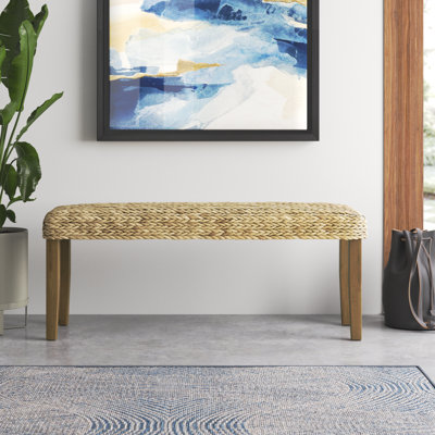 Frieda Hand-Woven Water Hyacinth Entryway Accent Bench by Beachcrest Home