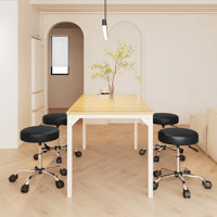 Mercato PU Leather Upholstered Height-Adjustable Rolling Stool by The Twillery Co.