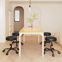 Mercato PU Leather Upholstered Height-Adjustable Rolling Stool by The Twillery Co.