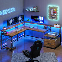 Molineux L-Shape Desk with Built in Outlets by Latitude Run
