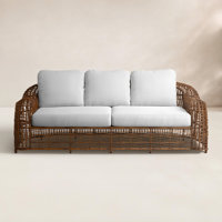 Alyshia 80.5" Wide Outdoor Wicker Patio Sofa with Sunbrella Cushions