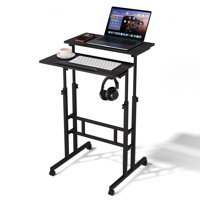 Computer Desk with Tilting Table, Adjustable Small Standing Desk W/ Monitor Shelf for Office by Bring Home Furniture