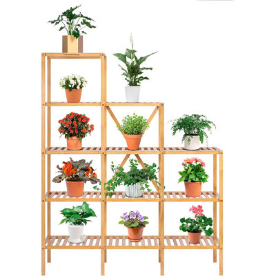 Arvile 5 Tiers And 9 Cabinets Bamboo Indoor Plant Stand by Wade Logan