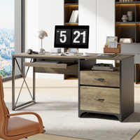 Labelle 55" W Writing Computer Desk with Keyboard Tray by Steelside