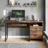 Labelle 55" W Writing Computer Desk with Keyboard Tray by Steelside