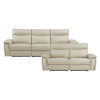 Enjolie 2-Piece Genuine Top Grain Leather Power Reclining Living Room Set