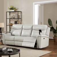Bruun 87.25" Faux Leather Square Arm Reclining Sofa by Wade Logan