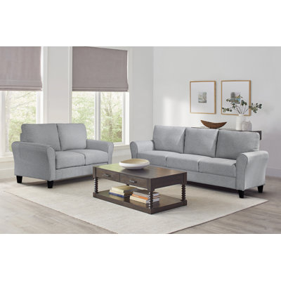 Emilio Modern & Contemporary 2-Piece Upholstered Living Room Set - Complete 2-Piece Sofa and Loveseat Set, Luxurious Chenille Fabric Upholstery by Ebern Designs