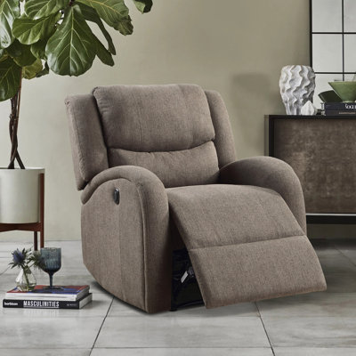 Neroli 31" Transitional Power Recliner with Chenille Upholstery, One-Touch Power Reclining Control, Durable Metal Reinforced Frame by Latitude Run