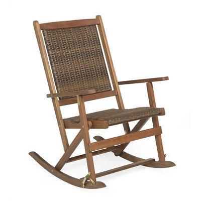 Carberg Outdoor Rocking Solid Wood Chair with Cushions by Latitude Run