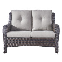 Tonry 53" Wide Outdoor Wicker Loveseat with Cushions by Winston Porter