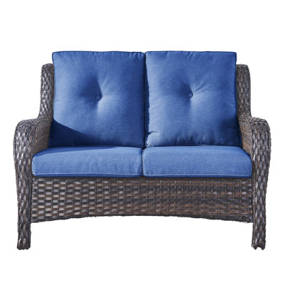 Tonry 53" Wide Outdoor Wicker Loveseat with Cushions