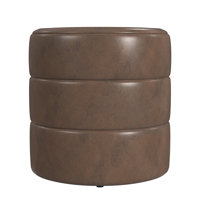 Ilithyia 17.5" Wide Leather Round Ottoman