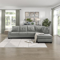 Mahni 111" Modern & Contemporary Microfiber Reversible Sectional Sofa with Versatile Reversible Configuration, Integrated Drop-Down Table with Cuphold