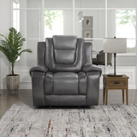 Lenhof 40" Transitional Premium Faux Leather Glider Reclining Chair with Gentle Gliding Motion & Tab Pull Recline by Red Barrel Studio