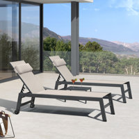 Shiner Outdoor Lounge Chair Set Aluminum Patio Chaise Lounger With Side Table And Pillow