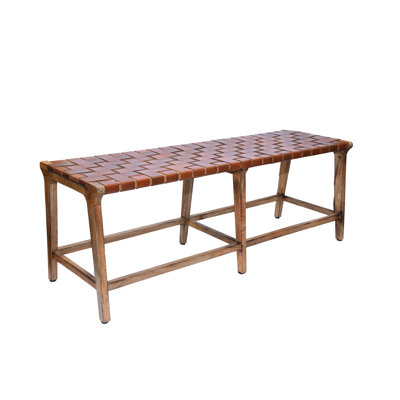 Rectangular Bench, Made with Solid Wood and Leather, 54x17x19 by Millwood Pines