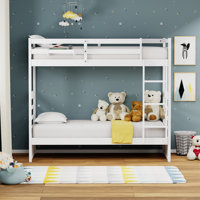 Gereron Solid Wood Twin Over Twin Bunk Bed and Hanging Nightstand by Harriet Bee