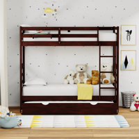 Friedlenchen Solid Wood Twin Over Twin Bunk Bed, Hanging Nightstand, and Trundle by Harriet Bee