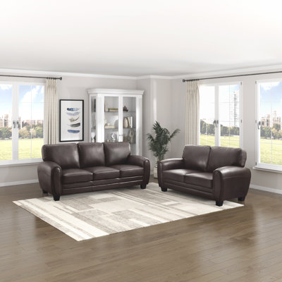 Manwi 2-Piece Modern & Contemporary Faux Leather 2-Piece Living Room Set including Sofa and Loveseat with Loose Back Cushions by Ebern Designs