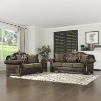 Vega Traditional Faux Leather & Microfiber 2-Piece Living Room Set with Classic Button Tufting, Nailhead Trim & Reversible Cushions by Astoria Grand