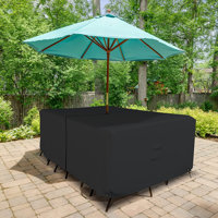 High Density Outdoor Rectangular Table & Chair Set cover, Patio Dining Durable Waterproof Table Cover by Arlmont & Co.