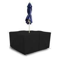 High Density Multipurpose Waterproof Outdoor Square Table & Chair Set Cover, Patio Dining Set Cover with Umbrella Hole by Arlmont & Co.