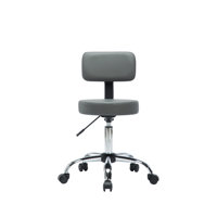 Darrett Adjustable Drafting Stool with Wheels and Backrest, Faux Leather desk stool, Space-Saving Rolling Stool by Wrought Studio