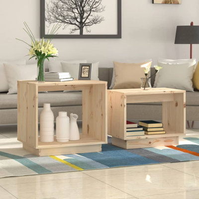 Lashaunta Coffee Tables 2 Piece Nesting Table End Table Nightstand Solid Wood Pine by Ebern Designs
