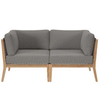 Modway Clearwater Outdoor Patio Teak Wood Loveseat