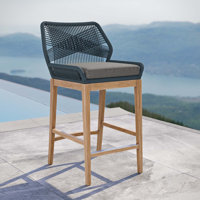 Modway Wellspring Outdoor Patio Teak Wood Bar Stool by Modway