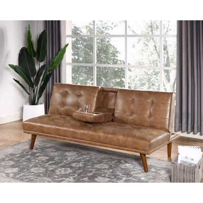 Arrya Twin 66" Wide Tufted Back Convertible Sofa by Wade Logan