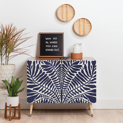 Wilgard Abstract Flowers Navy  2 Door Credenza Cabinet by East Urban Home