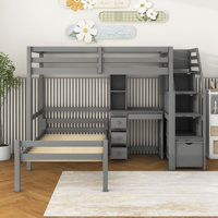 Gara Twin over Twin 3 Drawer L-Shaped Bunk Beds with Built-in-Desk by Harriet Bee by Harriet Bee