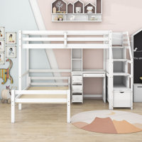 Gara Twin over Twin 3 Drawer L-Shaped Bunk Beds with Built-in-Desk by Harriet Bee by Harriet Bee