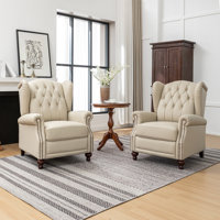 Aimee-Lea 31.5" Wide Genuine Leather Wing Chair Recliner by Lark Manor