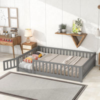 Finka Kids Floor Platforms Bed With Fence and Door by Harriet Bee