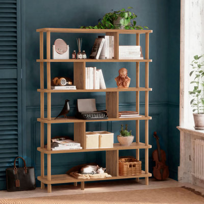 Bern 66.3" H x 47.2" W Solid Wood Geometric Bookcase