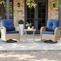 Gaetanino Swivel PE Wicker Rattan Outdoor Rocking Chairs Set with Side Table (2 chairs and 1 side table) by Red Barrel Studio