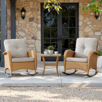 Gaetanino Wicker Rattan Outdoor Rocking Chair Set with Side Table (2 chairs and 1 side table) by Red Barrel Studio