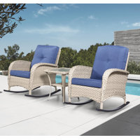 Gaetanino Wicker Rattan Outdoor Rocking Chair Set with Side Table (2 chairs and 1 side table) by Red Barrel Studio