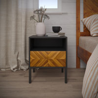 Vivian Nightstand With 1 Drawer – Acacia Wood by Millwood Pines