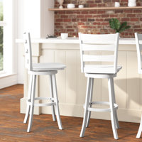 Laurel Ladderback Wooden Swivel Dining Stool With Footrest by Taylor & Logan