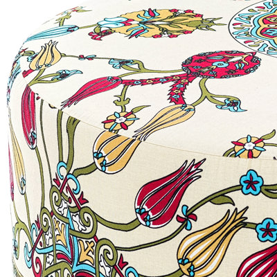 Merrisa 15.7" Velvet Round Floral Footstool Ottoman by East Urban Home