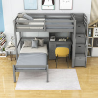 Franciscka Twin over Twin 3 Drawer L-Shaped Bunk Beds with Built-in-Desk by Harriet Bee by Harriet Bee