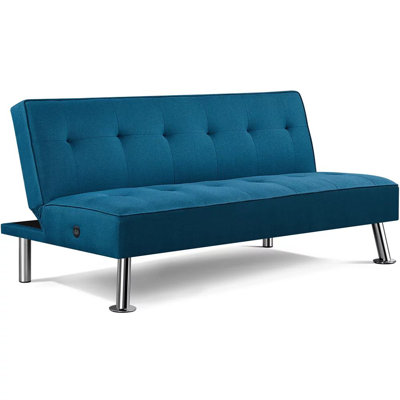 Twin 66" Wide Faux Leather Tufted Back Convertible Sofa by Latitude Run