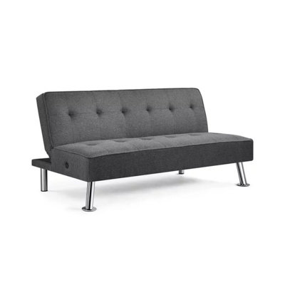 Twin 66" Wide Faux Leather Tufted Back Convertible Sofa by Latitude Run